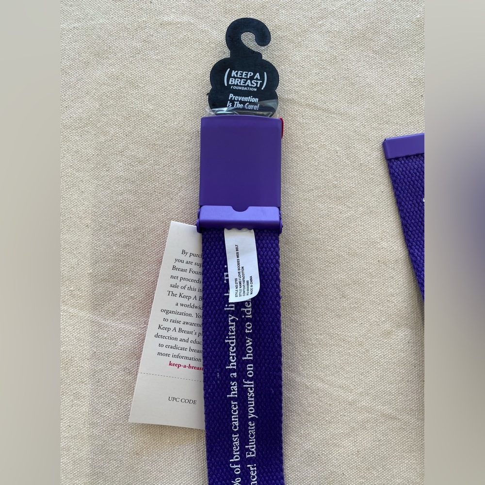 Keep A Breast Cancer Support Purple I Love Boobies Belt Unisex Novelty Y2K OSFM - Picture 4 of 6
